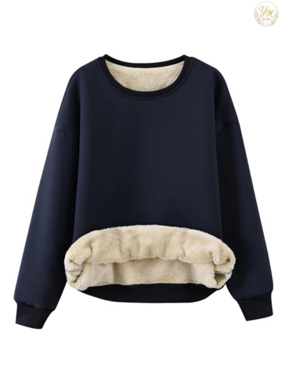 Sherpa Lined Fleece Crewneck Pullover Sweatshirt Warm Winter